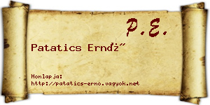 Patatics Ernő névjegykártya